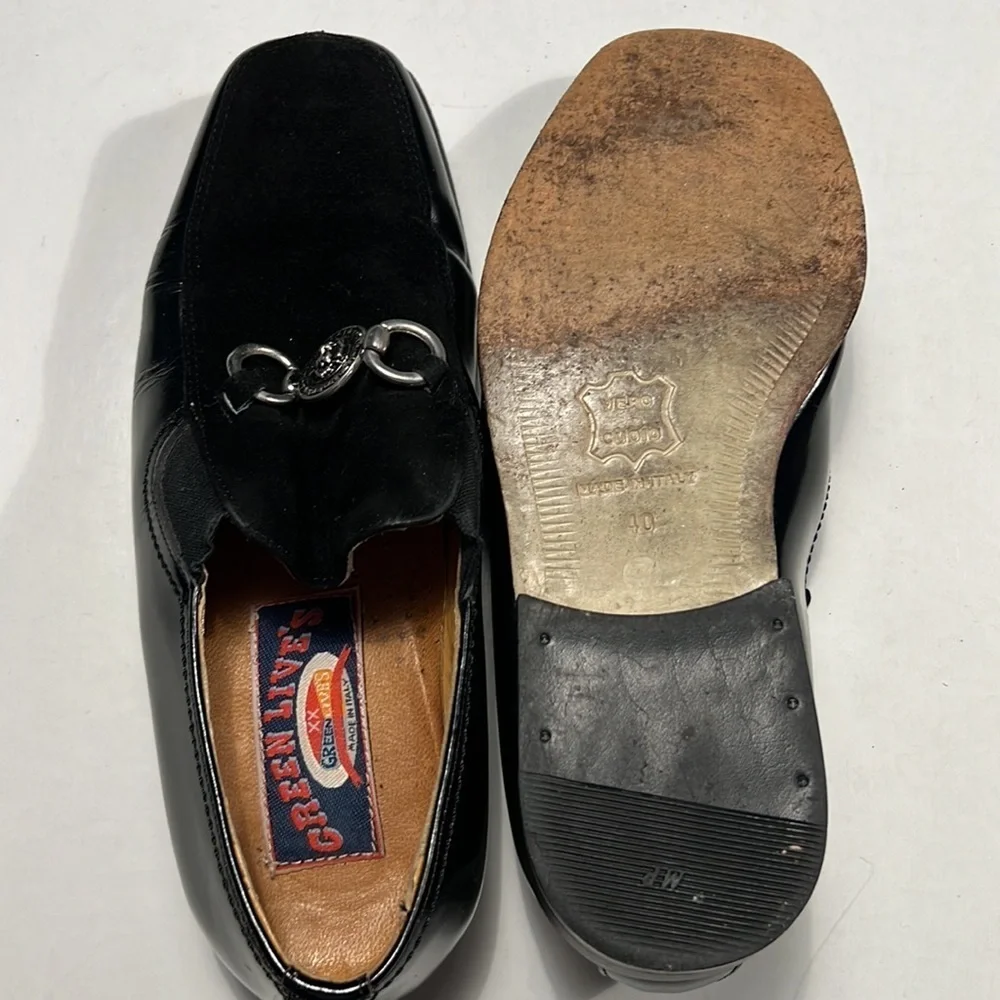 GREEN LIVE'S - Men suede and leather slips on Italian made dress shoe
